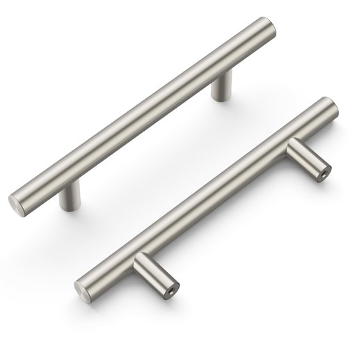 Hickory Hardware Heritage 10 Pack Cabinet Bar Pulls, Handles for Kitchen Cabinet Doors, Dresser Drawers & Bathroom Vanity, 3-3/4 Inch (96mm) Center to Center, Stainless Steel, Satin Nickel, 10 Pack