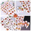 6Sheets Fall Nail Art Stickers 3D Self Adhesive Autumn Pumpkins Fallen Leaves Nail Design Fall Flower Nail Decals Thanksgiving Theme Nail Art Supplies for Women Manicure Decoration Accessories