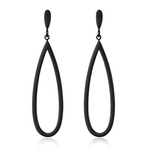 Black Waterdrop Geometric Drop Dangle Earrings for Women Girls Stainless Steel Teardrop Dangle Earrings Trendy Jewelry Gifts