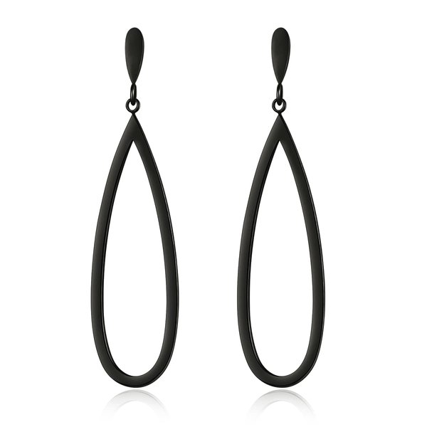 Black Waterdrop Geometric Drop Dangle Earrings for Women Girls Stainless Steel Teardrop Dangle Earrings Trendy Jewelry Gifts
