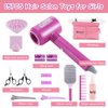 Lflwacy 15PCS Hair Salon Toys for Girls，Kids Beauty Salon Toy Kit Pretend Hair Styling Set with Blow Dryer, Stylist Toolbag，Scissors and Stylist Accessories