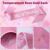 9th Birthday Decoration for Girl,It's My 9th Birthday Sash Rhinestone Crown Happy Birthday Cake Topper Foil Balloon for Girls Birthday Gift Party Decorations Supplies (Rose 9th)