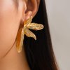 Octwine Vintage Statement Leaf Silver Gold Boho Chunky Earrings Dangling for Women Stud Flower Earrings Chandelier Statement Earrings Sparkly Simple Earrings for Women (Gold)