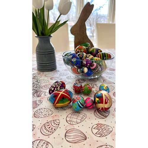 Importer AM Pysanky (Pisanki) Handpainted Polish Wooden Easter Eggs - Bakers Dozen (13 Eggs) Medium Size