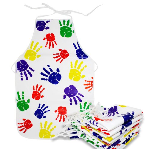 Kids Painting Aprons Childrens Waterproof Artist Paint Apron for Kids - Easy Wipe Artist Apron - Reusable Kids Art Apron - Vinyl Kids Apron for Kids Art Class Daycare Preschool Craft Bulk [12 Pack]