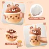 CozyWorld Bear Boba Tea Plush,Boba Bear Plush Pillow,Cute Bubble Tea Bear Stuffed Animal,Soft Boba Bear Plushie,Pearl Milk Tea Plush Toy Birthday Christmas Valentines Gifts for Kids (Brown,12 inch)