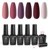 Beetles Red Gel Nail Polish Set - Peach Pink Skin Tone Gel Polish Kit Burgundy Red Nail Gel Polish Soak Off Nail Uv Lamp Gel Nail Kit Nail Art Design Gifts for Women