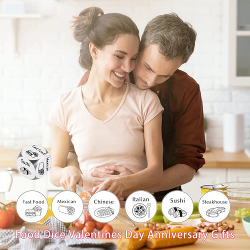 ONFAON Stocking Stuffers Food Decision Dice Decider for Couple,Valentines Day Gifts for Him Her Wedding Anniversary Steel Date Night Gifts for Husband Wife,Christmas Valentines Birthday for Women Men