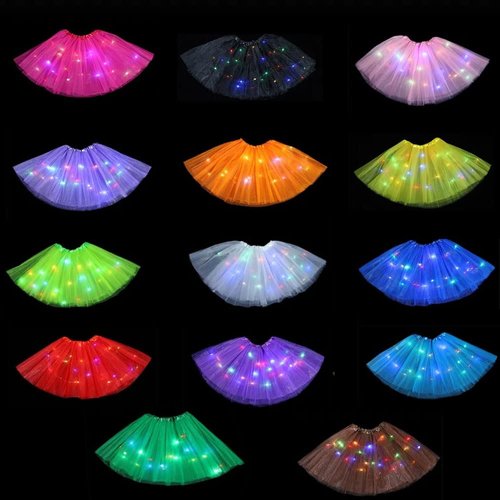 Bybyseno Girl Tutu Skirt, Light Up LED Ballet Tutu Skirt 2-8 Years Fluffy Ballet Dress Up Costume for Kids Party 3-Layer Multicolor Tutu Skirts (Black)