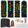 MAQIHAN Scratch Art Bookmarks - 36 Sets 4 Style Scratch Bookmarks Making Kit Scratch Paper DIY Scratch Art Party Favors for Classroom