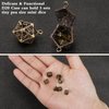 Syhood Mini Dice Set 7 Pcs Tiny Small Metal Dice Set Hollow D20 Necklace Dice Case Keychain Role Playing Table Games Portable Teacher Gift Mother Gift(Antique Gold)