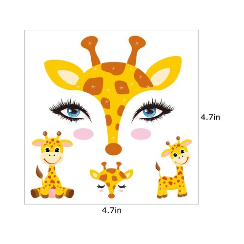 Animal Face Tattoos for Kids, SuyuanArt Birthday Party Favor Tattoos for Girls Boys, 12 Pack Butterfy, Unicorn, Mermaid, Fox, Dolphin and more Assorted Designs Children Temporary Face Paint Tattoos
