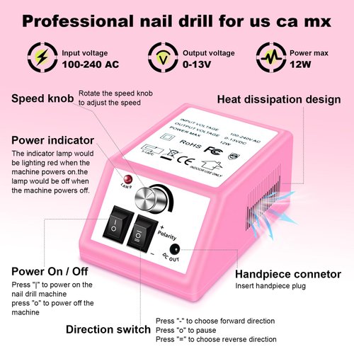 LAVAED Professional Electric Nail Drill Machine Nail File Pink Nail Drill Kit, Nail Filer Electric with 156pcs Sanding Bands and Nail Drill Bits for Acrylic Nail Drill Gel Nail Manicure Pedicure