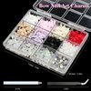 3D Colorful Bow Nail Charms Aurora Bowknot Bear Butterfly Nail Charms White Nail Pearls Starry AB Crystals Rhinestones for Nail Art DIY Crafts Jewel
