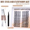 Lash Clusters Kit Fox Eye Manga Lash Extension Kit Natural Individual Lashes Kit Wispy Cat Eye DIY Eyelashes Clusters Extension Kit with Lash Bond and Seal Lash Applicator