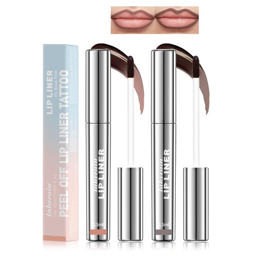 Lip Liner Stain,2pcs Tattoo Magic Peel Off Lip Stain,Longlasting Lip Stain Peel Off,Waterproof Transfer-Proof,Matte Finish,Highly Pigmented Nonstick Lipstick,Christmas Makeup Gift Set for Women-03+04