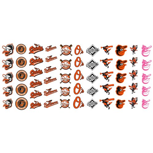 Sports Team for Baltimore , MD Baseball Waterslide Nail Art Decals - Salon Quality!