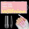 Wilfniee Soft Gel x Square Nail Tips, 240PCS Clear Ballerina Nail Tips for Acrylic Nail Tips Professional, Pre Shaped Full Cover Press on Nail Tips for Nail Polish Dip Powder Salons Home DIY