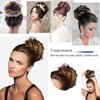 ASUITOFK Messy Bun Hair Piece Thick Updo Scrunchies Synthetic Hair Extensions Ponytail Hair Wig Hairpiece Dark Brown with Golden Brown Highlight