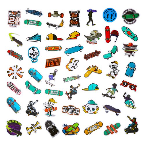 100 Pack Skateboard Stickers, Skateboard Party Favors, Birthday Decorations