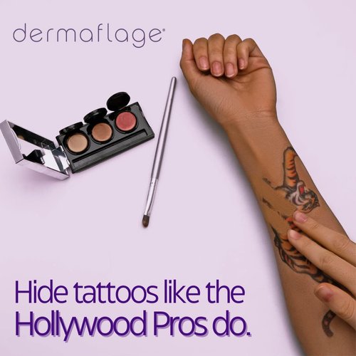 Dermaflage Tattoo Cover Up Bruise Full Coverage Concealer - Waterproof, Smudge & Sweat Proof Body Concealer Cream Palette Pro SFX - 3 Color Shades for Scars, Acne (Dark)