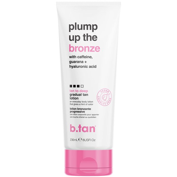 b.tan Dark Gradual Self Tanning Lotion | Plump Up the Bronze Everyday Glow Lotion - Develop a Bronzed Glow, Sunless Tanner Infused With Hyaluronic Acid For Plump, Juicy Skin, 8 Fl Oz