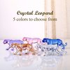 Crystal Leopard Cheetah Realistic Animal Art Figurine Collection Table top Ornament Statue Home Decor (Gold)