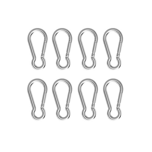 8 Pcs Small Carabiner Clip - Stainless Steel Spring Snap Hook for Bird Feeders or Dog Leash & Harness, Quick Link Keychain (M5, 50mm, Can Hold 180lbs)