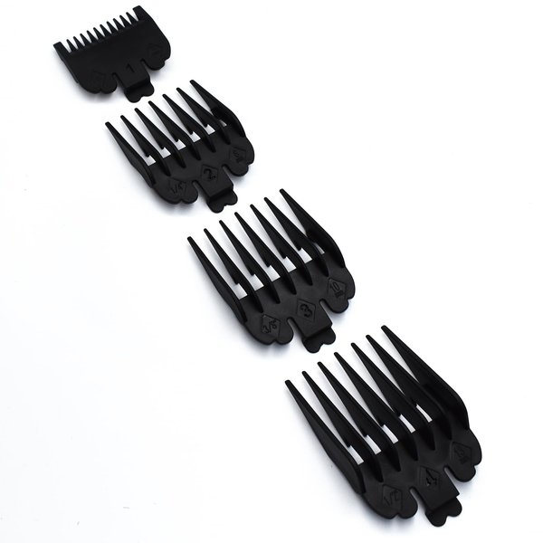 4 Pieces Professional Hair Clipper Guards Cutting Guides, Replacement Guard Combs Fits for Most Wahl Professional Full Size Standard Hair Clippers1/8" 1/4" 3/8" 1/2", Black