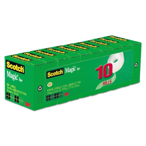 Scotch 810P10K Magic Tape, Refill Value Pk, 3/4-Inch x1000-Inch , 1-Inch Core, 10/PK