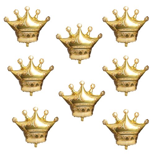 8Pcs Gold Crown Foil Balloons Party Decorations.Wedding Bridal Shower Marriage Engagement Party Supplies