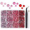 qiipii Resin Rhinestones Bulk for Crafting 3mm 4mm 5mm 4 Color Flatback Crystal Stones Non-Hotfix Light Pink Hot Pink Red Resin Gems Diamonds for Nails Eyes Face Makeup Crafts DIY Tumblers Bottles