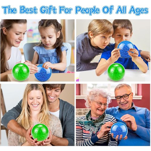2 Pack 3D Puzzle Maze Ball Magic Brain Teasers Games Memory Sequential Gravity Puzzle Cube Balls Educational Toys for Kids Teen & Adults Birthday Christmas Stocking Stuffers Gifts, Hard Challenges