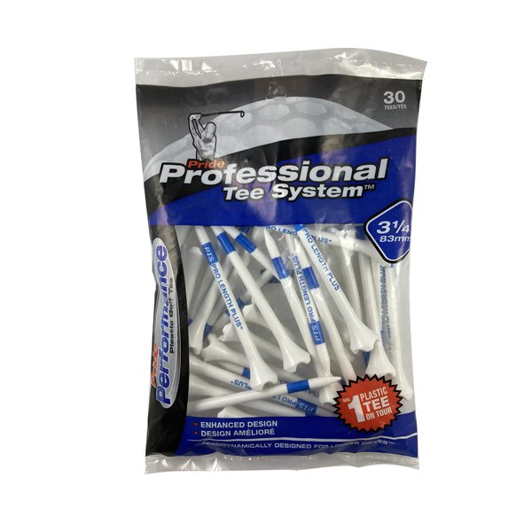 Pride Professional Tee System Plastic Golf Tees, 3-1/4 inch - 30 count (Blue),EV31430 White