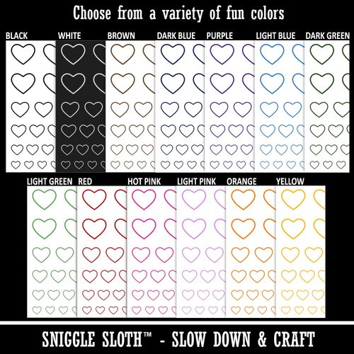 Heart Love Outline Temporary Tattoo Water Resistant Fake Body Art Set Collection - Hot Pink (One Sheet)