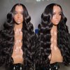 AUOCATTAIL Highlight 13x4 HD Transparent Lace Front Wigs Brazilian Human Hair Pre Plucked Body Wave Glueless Deep Wave Wig 28 Inch
