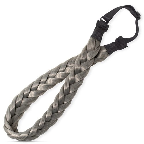 RPZL Fully Adjustable Braided Headband- Silver Foxy Grey | 2 Strand Hair Braid Headband- Color Match w/Highlights or Roots - Synthetic Hair Headband, Classic Braided Headbands for Women