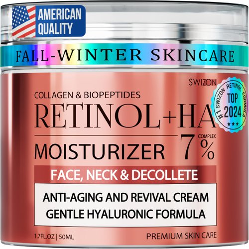 Retinol Collagen Face Cream - Premium Anti-Aging Neck Cream - Day & Night Anti Wrinkle Cream for Women and Men - Skin Firming and Tightening Face Moisturizer with Hyaluronic Acid for All Skin Types