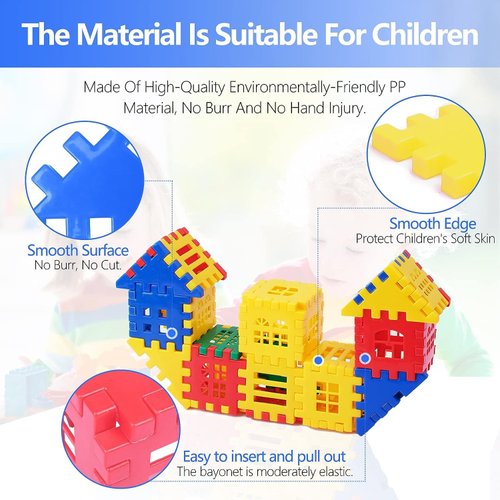 DEJUN Interlocking Children's Building Block Toys - Toddler Building Blocks Educational Toy Set (70 Pieces)-1425
