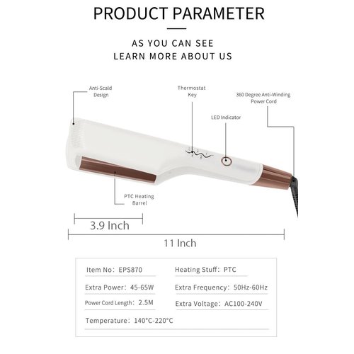 AIKO Pro Double Barrel Ceramic Hair Waver, Beach Wave Egg Roll Curling Iron, 2 Embedded Ceramic Barrels Styling Tool (White, Rose Gold)