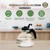 Borosilicate Glass Stove Top Whistling Tea Kettle - 12 Cup Capacity - BPA-Free - German-Made Glass Kettle for Gas, Electric, and Glass Ranges