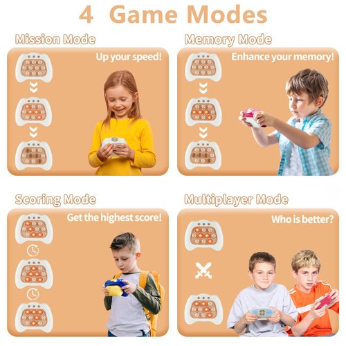 Infowush Pop Fidgets Game Toys,Handheld Game for Kids 6-8,Quick Push Game,Bubble Stress Pop Light Up Game Birthday Gifts for Boys Girls Teens White