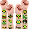 100 PCS Jamaica Flag Temporary Tattoos Themed Birthday Party Decorations Supplies Favors Decor Yellow Green Jamaican Palm Tree Tattoo Stickers Gifts For Game Kids Boys Girls Classroom School Prizes