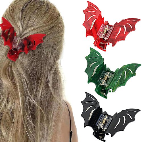 3 Pieces Halloween Bat Claw Clips, Gothic Horror Hair Clips Halloween Spooky Hairpin for Costume ...