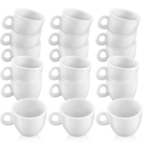 Patelai 30 Pieces Mini Coffee Cups Tea Cup White Plastic Coffee Cups Dollhouse Miniature Food Kitchen Room Decoration Accessories Gifts for Christmas Pretend Afternoon Tea Cake Decoration Landscape