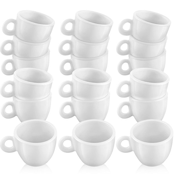 Patelai 30 Pieces Mini Coffee Cups Tea Cup White Plastic Coffee Cups Dollhouse Miniature Food Kitchen Room Decoration Accessories Gifts for Christmas Pretend Afternoon Tea Cake Decoration Landscape