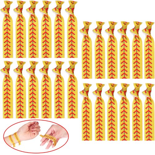 24 Pieces Sports Elastic Headbands for Softball and Baseball Players (Yellow)