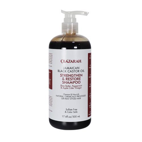 OLAZARAH Jamaican Black Castor Oil Strengthen & Restore Shampoo with Shea Butter, Peppermint and Apple Cider Vinegar to Cleanse & Nourish, 17 Fl oz