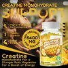 Creatine Monohydrate Gummies Complex 6400mg for Men & Women -Advanced Formula W/L-Taurine + Vitamin B12, Sugar Free Chewable Supplement,90 Pineapple Gummies