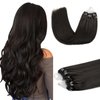DOORES Micro Bead Hair Extensions Real Human Hair, Dark Brown 14 Inch 50g/50s, Micro Hair Extensions Human Hair, Remy Hair Extensions